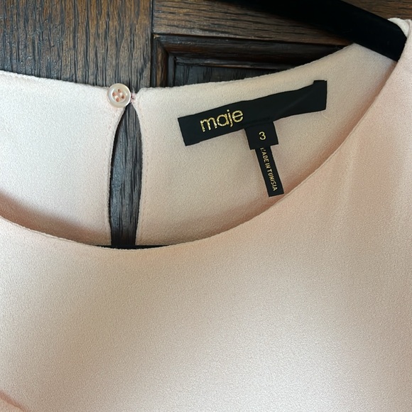 Maje Blush Pink Ruffle Dress Size 3 - Picture 4 of 6